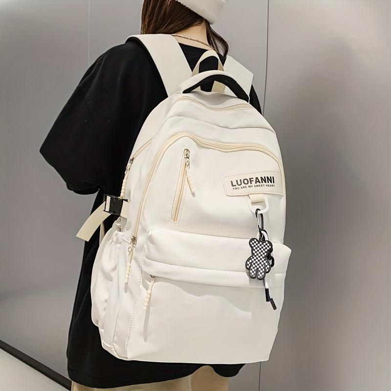 Letter Patch Decor Backpack Preppy Style School Bag