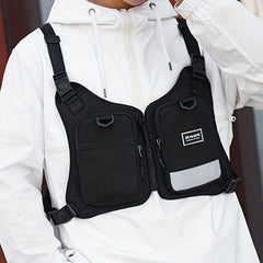 Men's Reflective Chest Bag Running Waist Bag Tactical Vest