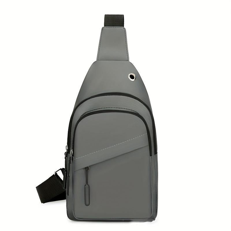 Men's Crossbody Chest Bag Waterproof Shoulder Bag With Earphone Hole