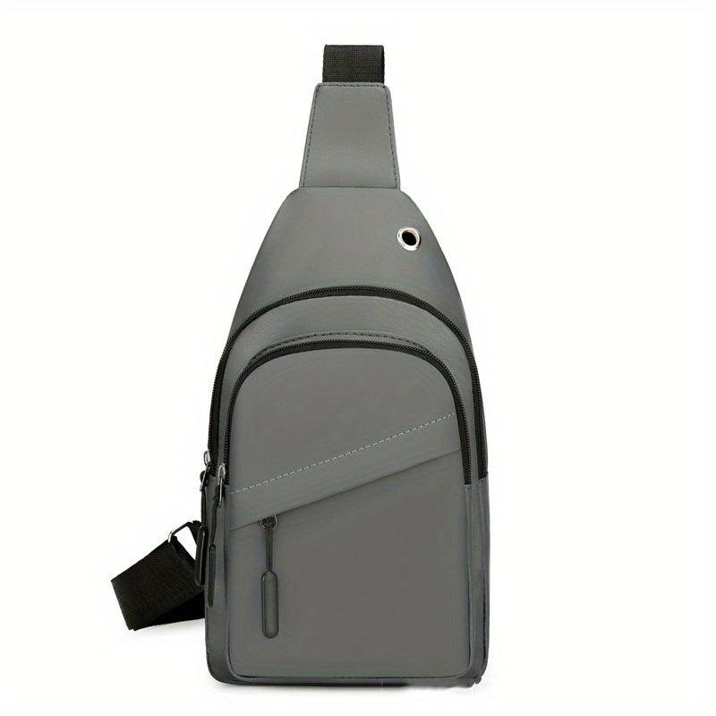 Men's Crossbody Chest Bag Waterproof Shoulder Bag With Earphone Hole