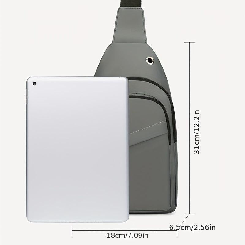 Men's Crossbody Chest Bag Waterproof Shoulder Bag With Earphone Hole
