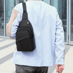 Men's Crossbody Chest Bag Waterproof Shoulder Bag With Earphone Hole