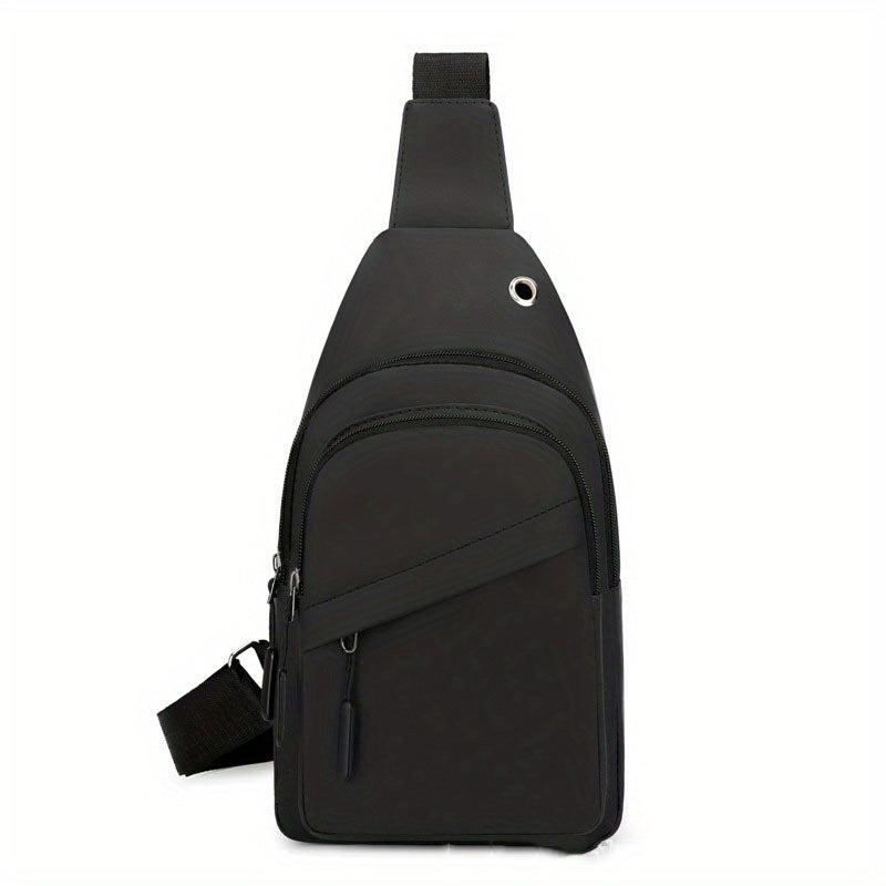 Men's Crossbody Chest Bag Waterproof Shoulder Bag With Earphone Hole