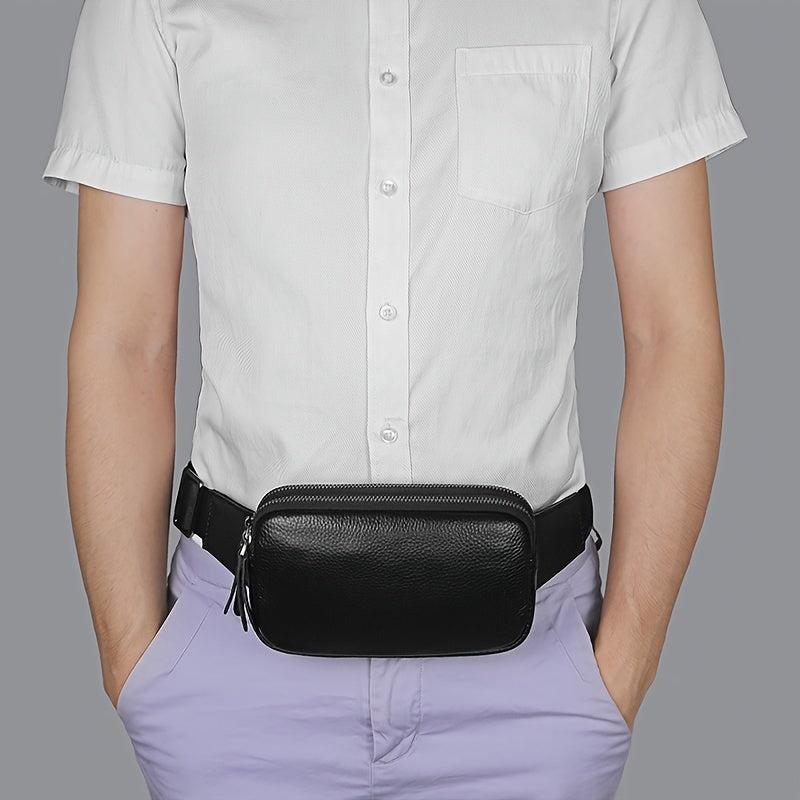 Cowhide Leather Fanny Pack Outdoor Travel Waist Bag for Men