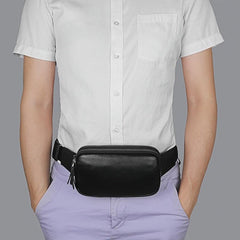 Cowhide Leather Fanny Pack Outdoor Travel Waist Bag for Men