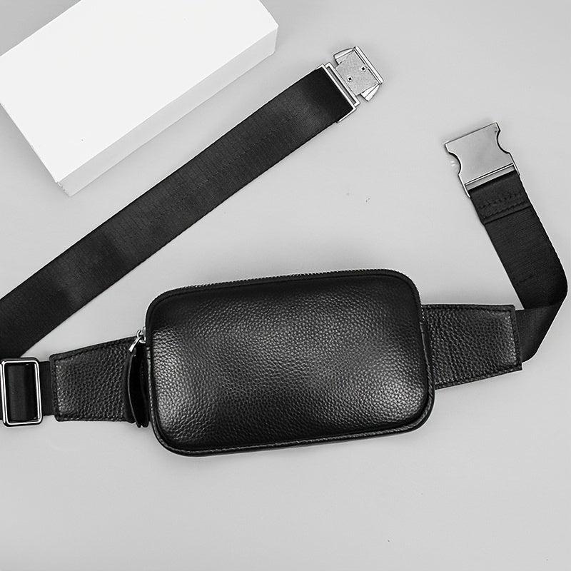 Cowhide Leather Fanny Pack Outdoor Travel Waist Bag for Men