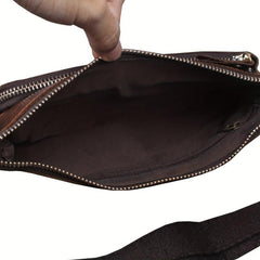 Leather Men's Waist Bag Outdoor Chest Crossbody Bag Retro Mobile Phone Satchel