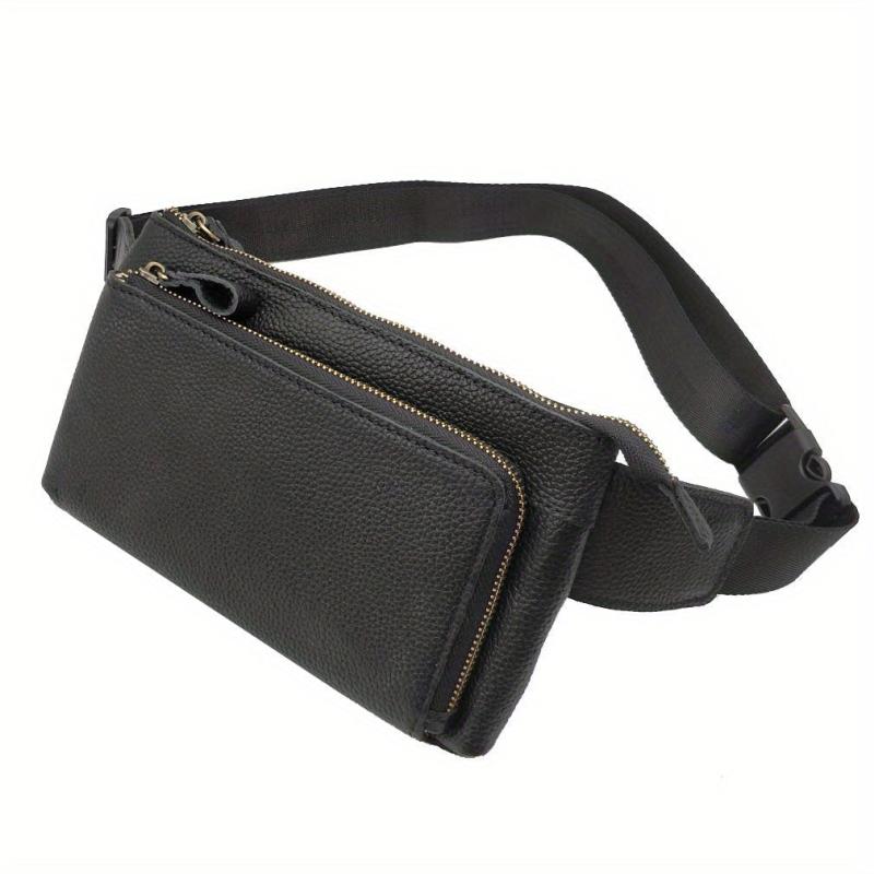Leather Men's Waist Bag Outdoor Chest Crossbody Bag Retro Mobile Phone Satchel