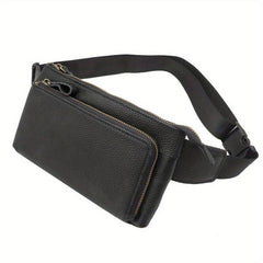 Leather Men's Waist Bag Outdoor Chest Crossbody Bag Retro Mobile Phone Satchel