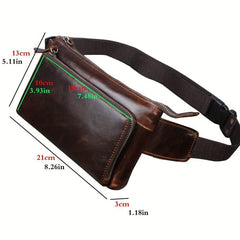 Leather Men's Waist Bag Outdoor Chest Crossbody Bag Retro Mobile Phone Satchel