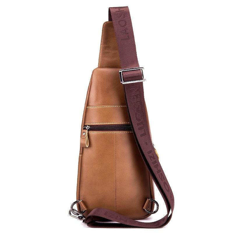 Leather Men's Sports Chest Bag Cowhide Men's Bag One Shoulder Messenger Bag