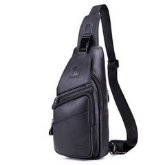 Leather Men's Sports Chest Bag Cowhide Men's Bag One Shoulder Messenger Bag