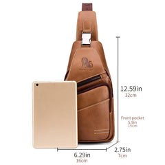 Leather Men's Sports Chest Bag Cowhide Men's Bag One Shoulder Messenger Bag