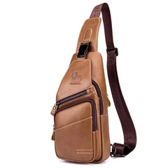 Leather Men's Sports Chest Bag Cowhide Men's Bag One Shoulder Messenger Bag