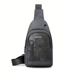Large Capacity Crossbody Bag With Earphone Hole Men Casual Single Shoulder Bag