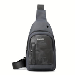 Large Capacity Crossbody Bag With Earphone Hole Men Casual Single Shoulder Bag
