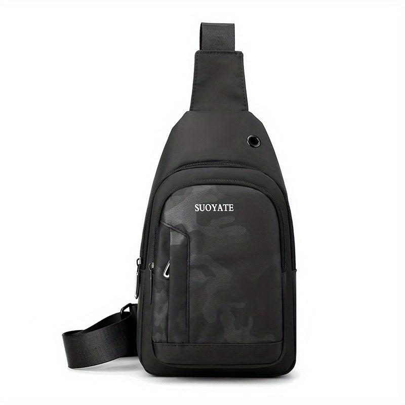Large Capacity Crossbody Bag With Earphone Hole Men Casual Single Shoulder Bag