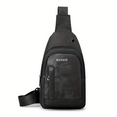 Large Capacity Crossbody Bag With Earphone Hole Men Casual Single Shoulder Bag