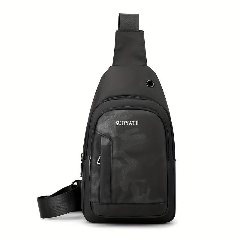 Large Capacity Crossbody Bag With Earphone Hole Men Casual Single Shoulder Bag