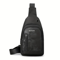 Large Capacity Crossbody Bag With Earphone Hole Men Casual Single Shoulder Bag