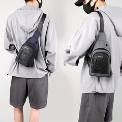 Large Capacity Crossbody Bag With Earphone Hole Men Casual Single Shoulder Bag