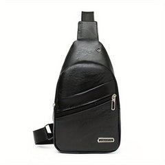 Men's Crossbody Bag Multifunctional Shoulder Bag With Earphone Hole