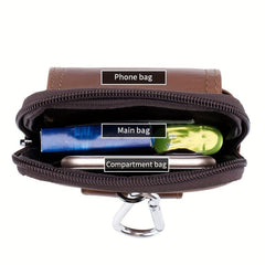 Leather Mobile Phone Bag Men's Cowhide Pocket Wear Belt Hooked Anti-theft