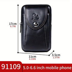 Leather Mobile Phone Bag Men's Cowhide Pocket Wear Belt Hooked Anti-theft