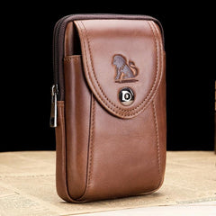 Leather Mobile Phone Bag Men's Cowhide Pocket Wear Belt Hooked Anti-theft
