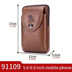 Leather Mobile Phone Bag Men's Cowhide Pocket Wear Belt Hooked Anti-theft