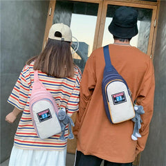 Large Pocket Shoulder Chest Bag With Pendant