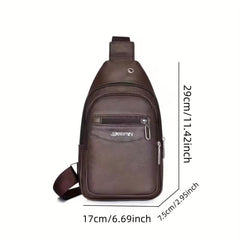 Men's Leather Crossbody Bag Chest Bag Large Capacity Satchel