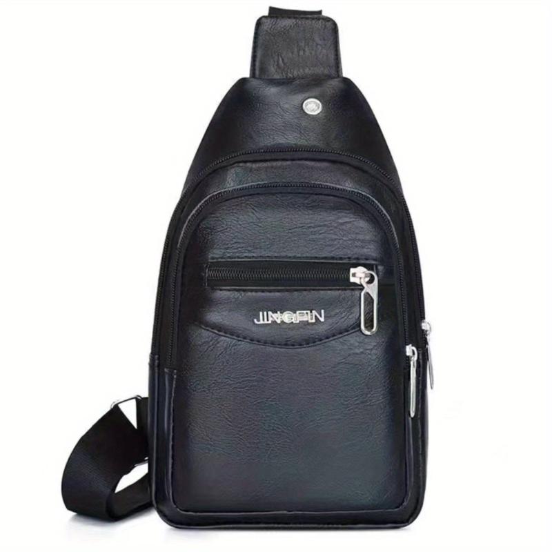 Men's Leather Crossbody Bag Chest Bag Large Capacity Satchel