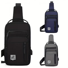 Men's Nylon Crossbody Bag USB Charging Outdoor Shoulder Hiking Running Cycling