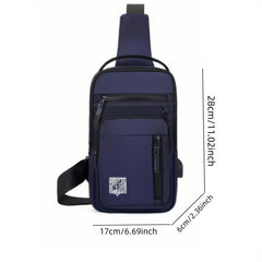Men's Nylon Crossbody Bag USB Charging Outdoor Shoulder Hiking Running Cycling