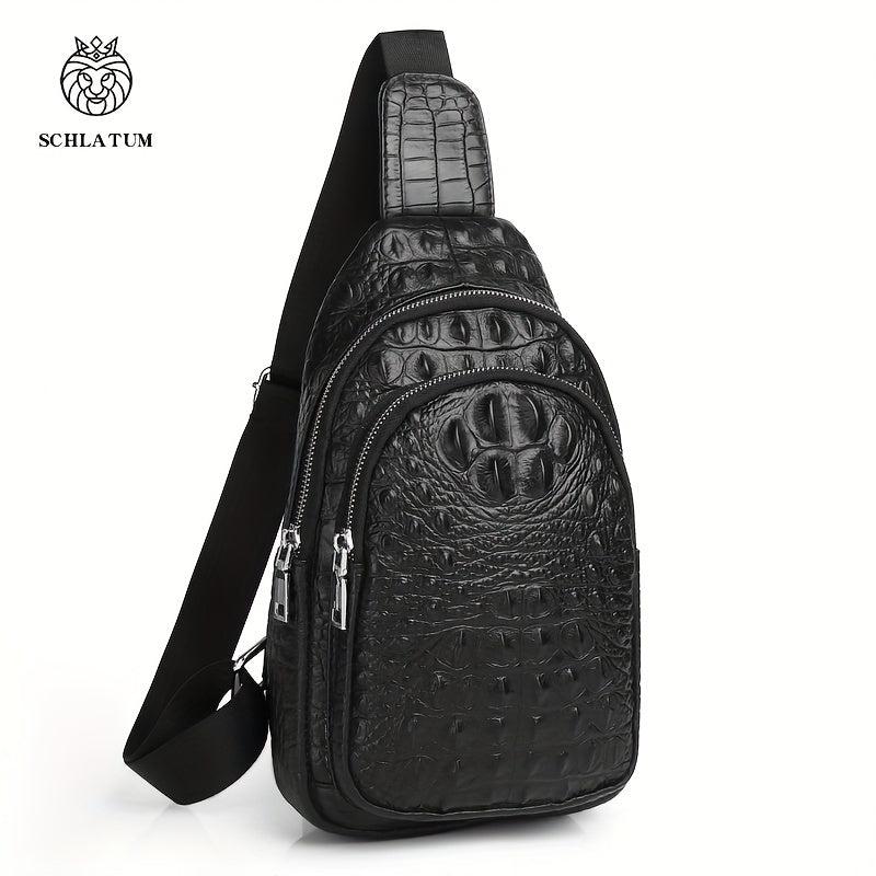 SCHLATUM Crocodile Pattern Crossbody Bag Multifunctional Backpack