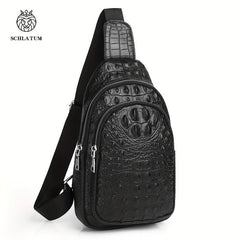 SCHLATUM Crocodile Pattern Crossbody Bag Multifunctional Backpack