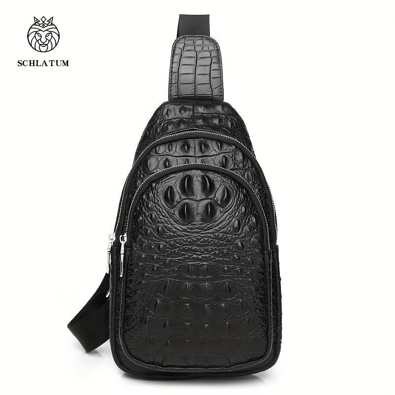 SCHLATUM Crocodile Pattern Crossbody Bag Multifunctional Backpack