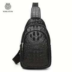 SCHLATUM Crocodile Pattern Crossbody Bag Multifunctional Backpack