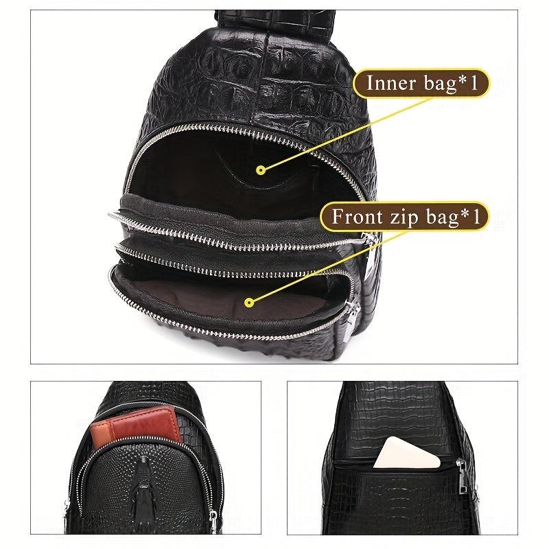 SCHLATUM Crocodile Pattern Crossbody Bag Multifunctional Backpack
