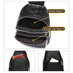 SCHLATUM Crocodile Pattern Crossbody Bag Multifunctional Backpack
