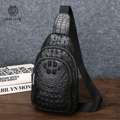 SCHLATUM Crocodile Pattern Crossbody Bag Multifunctional Backpack