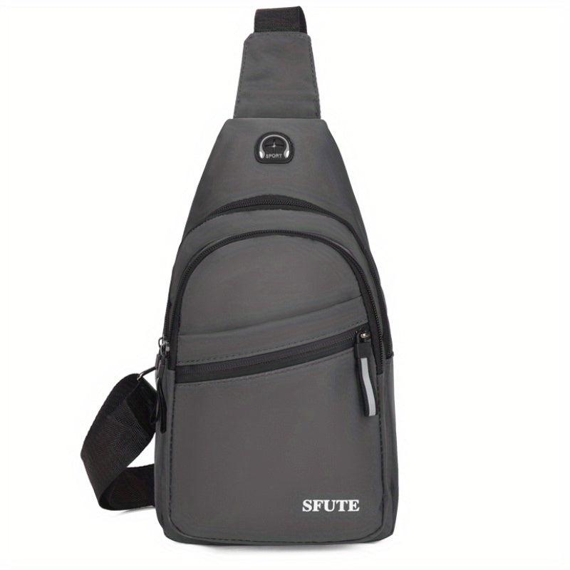 Men's Crossbody Bag With Earphone Hole Multifunctional Shoulder Bag