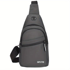 Men's Crossbody Bag With Earphone Hole Multifunctional Shoulder Bag