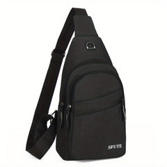 Men's Crossbody Bag With Earphone Hole Multifunctional Shoulder Bag