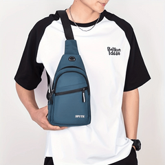 Men's Crossbody Bag With Earphone Hole Multifunctional Shoulder Bag