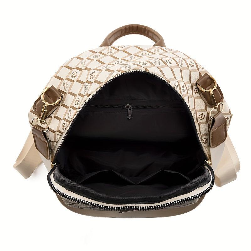 Large Capacity Plaid Backpack Nylon Lightweight School Bag