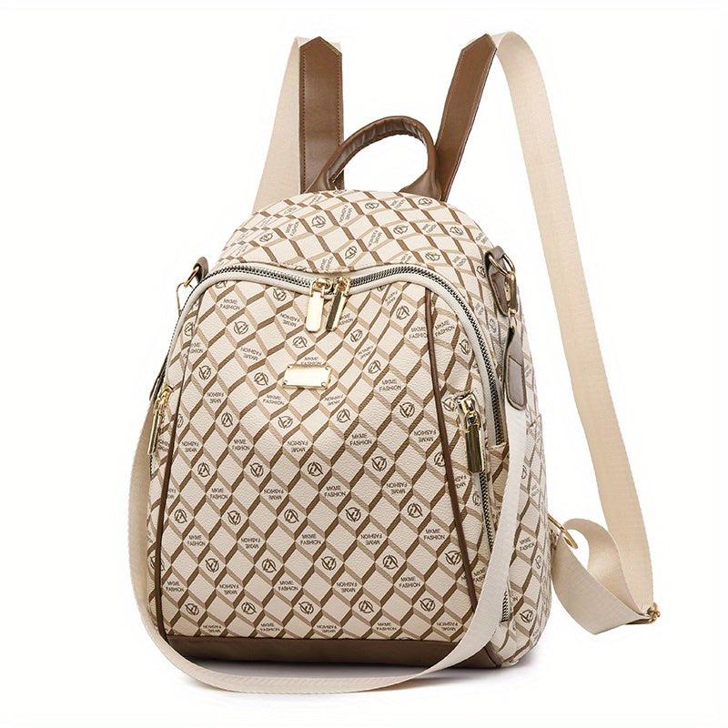 Large Capacity Plaid Backpack Nylon Lightweight School Bag