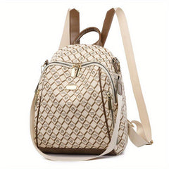 Large Capacity Plaid Backpack Nylon Lightweight School Bag