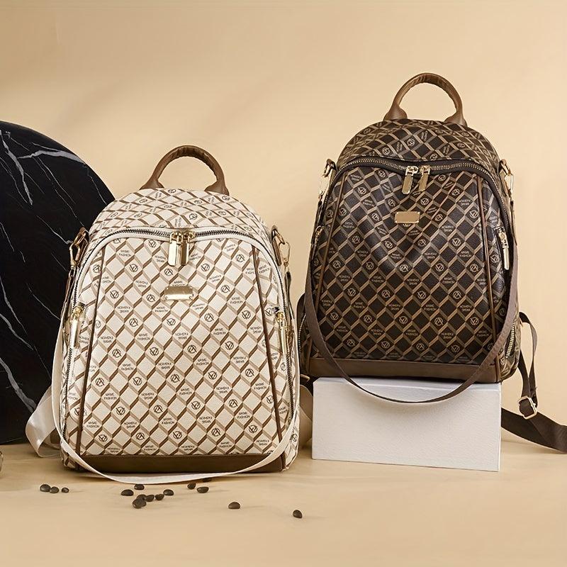 Large Capacity Plaid Backpack Nylon Lightweight School Bag